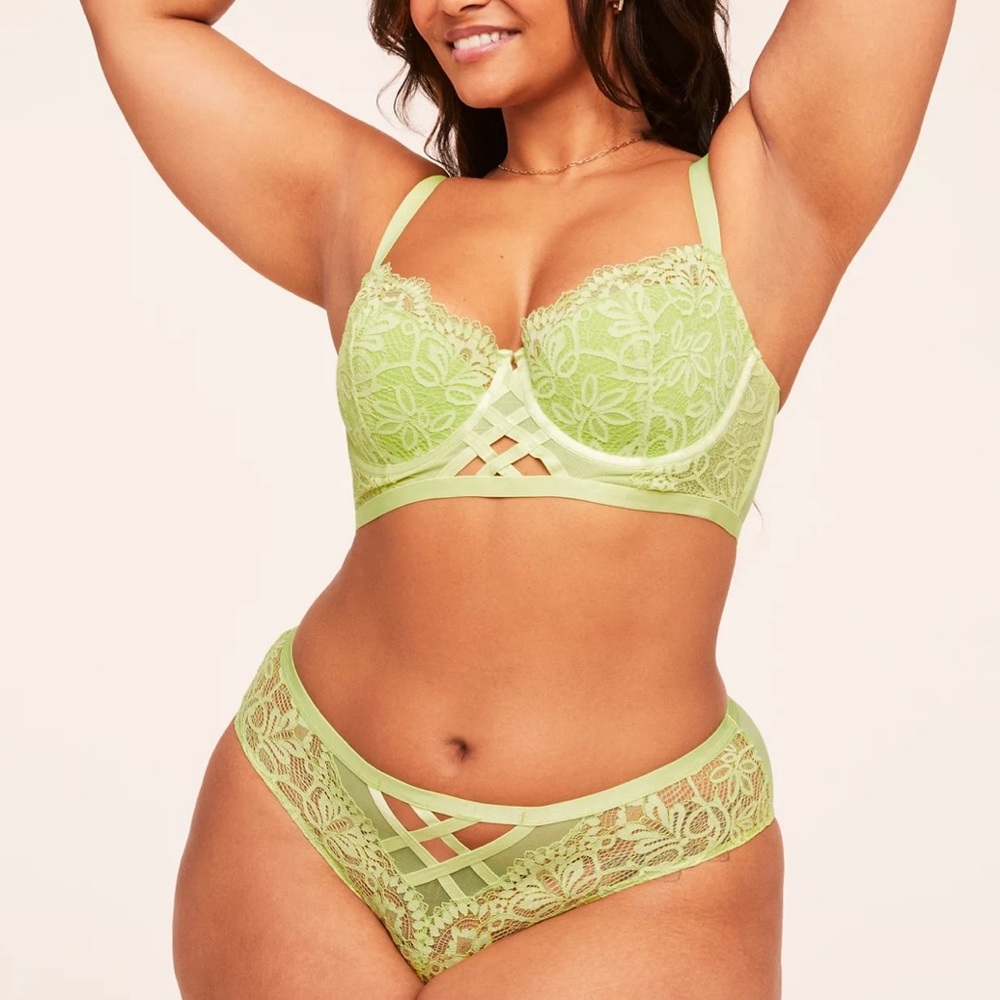 NWT Adore Me Neon Green Bra & Panty Set